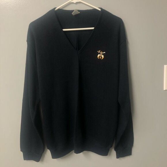 vintage champion v neck sweater navy blue shriners embroidered  size large - Picture 1 of 10